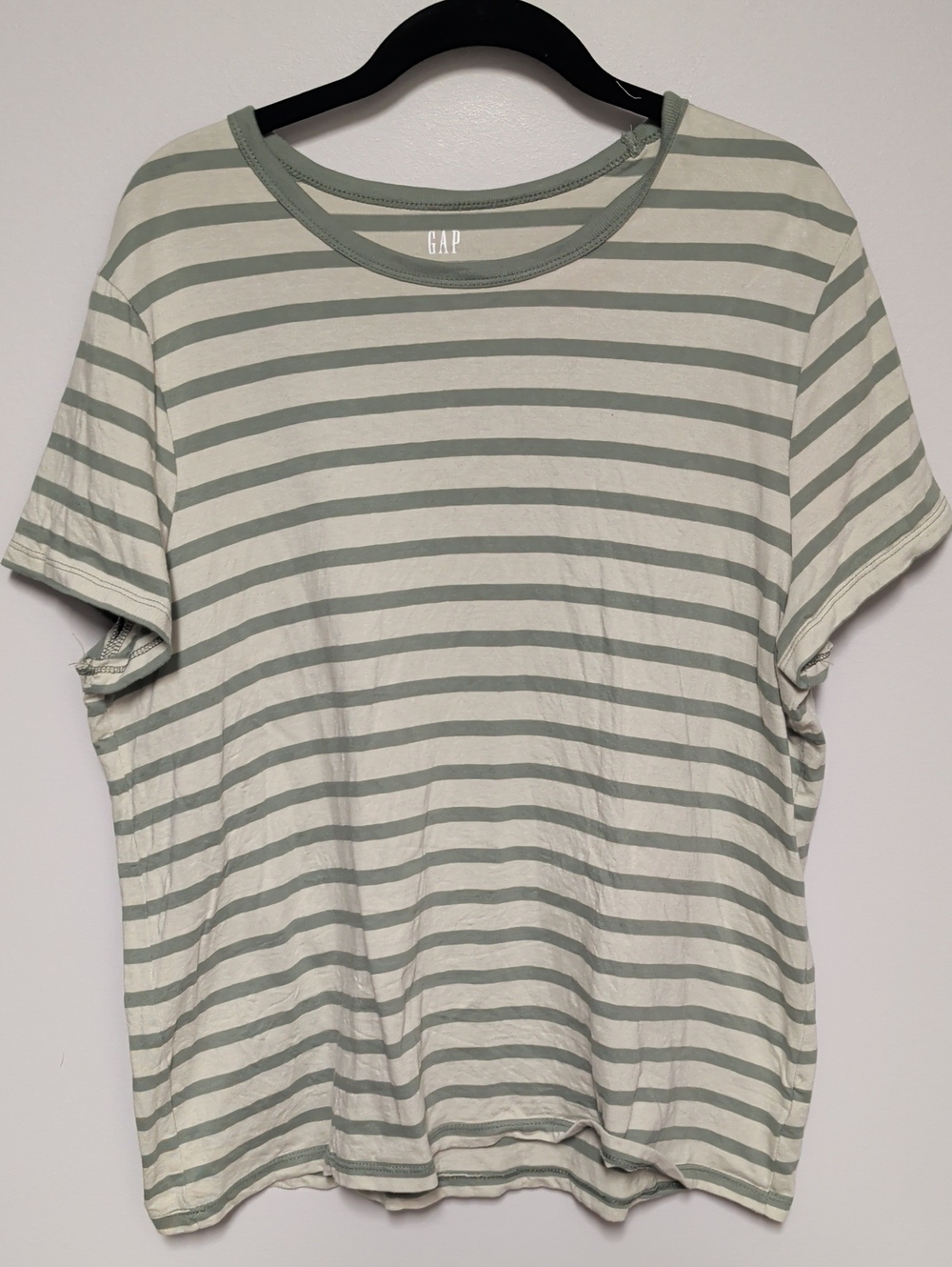 GAP Short Sleeve Striped Tee in Sage Green